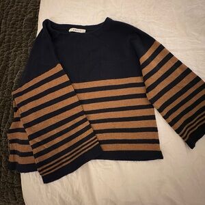 Striped Navy and Brown Cashmere Sweater